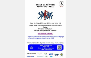 Stages Tennis de Table de Février