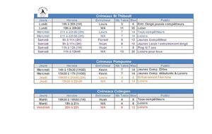 ⚠️🏓 Créneaux horaires 🏓⚠️