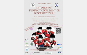 Stage de la TOUSSAINT d'initiation et de perfectionnement de Tennis de table