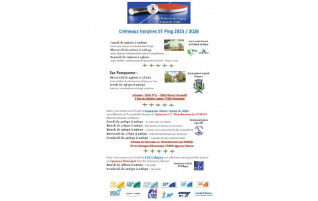 ⚠️🏓 nouveaux horaires 🏓⚠️
