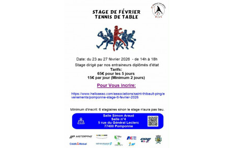 Stages Tennis de Table de Février