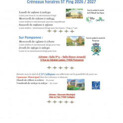 ⚠️🏓 Créneaux horaires 🏓⚠️